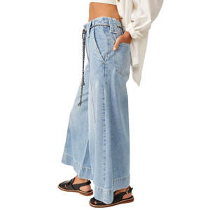Free People We The Free Sheer Luck Cropped Wide Leg Jeans